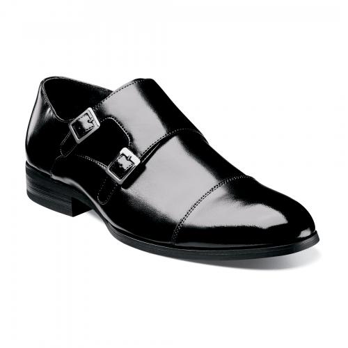 Stacy Adams "Gordon" Black Genuine Leather Double Monk Strap Shoes 20148